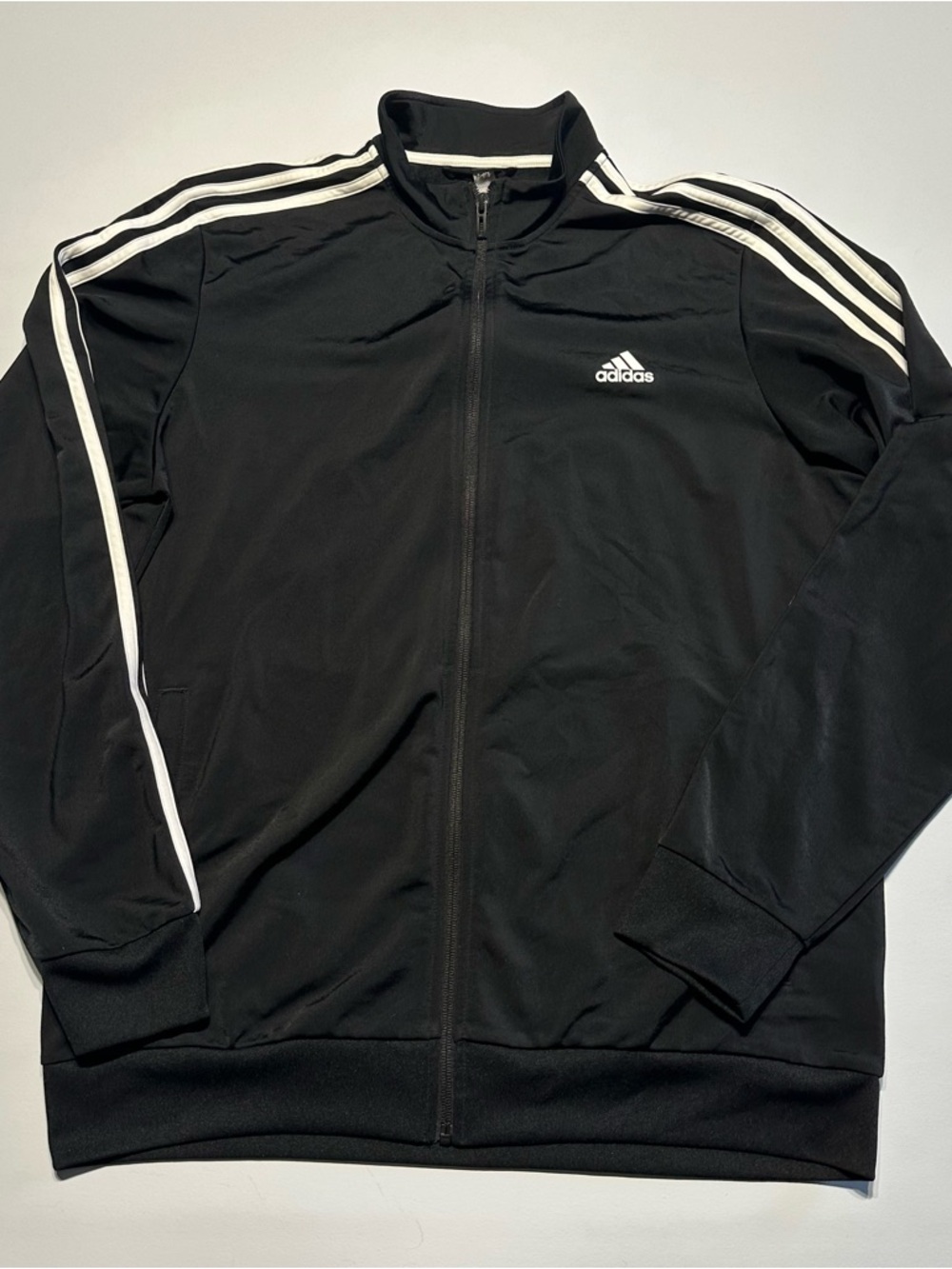 Adidas Men’s 3-Stripe Tricot Track Jacket Black/White Size Large H46099